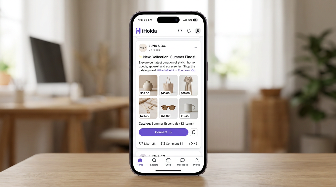 iHolda social commerce connection on mobile